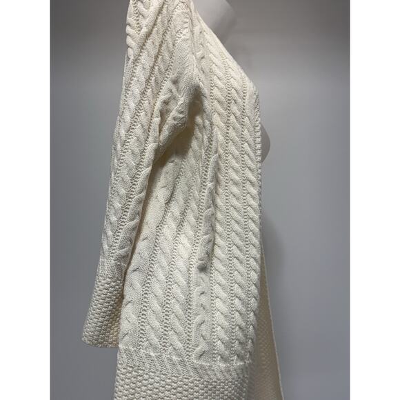 Croft & Barrow Ivory Cable Knit Open Front Cardigan Sweater Long Sleeve Size M - Picture 3 of 8